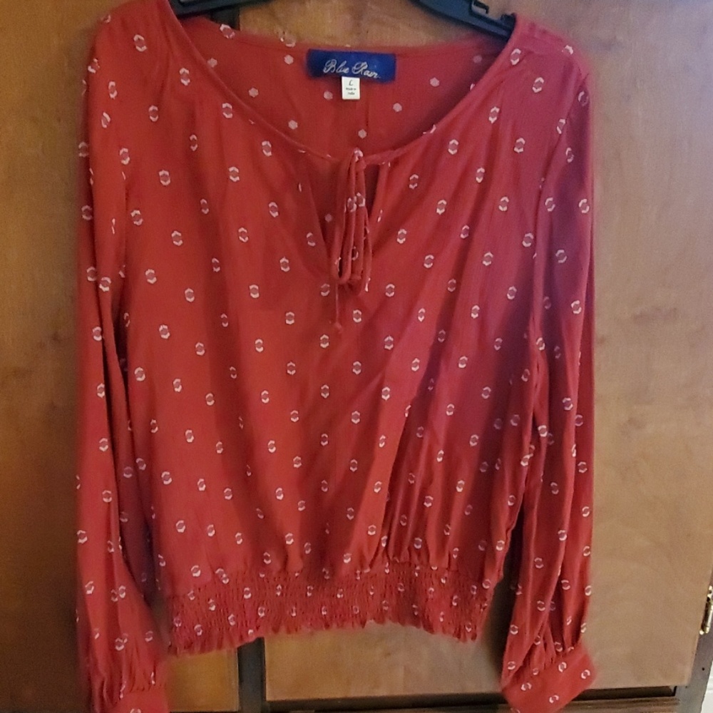 Red orange pattern top size Large